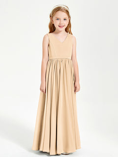 Elegant Sleeveless Junior Bridesmaid Dresses Peach