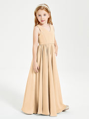 Elegant Sleeveless Junior Bridesmaid Dresses Peach
