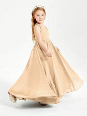 Elegant Sleeveless Junior Bridesmaid Dresses Peach