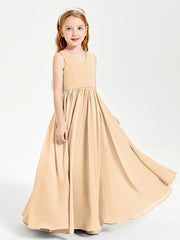 Elegant Sleeveless Junior Bridesmaid Dresses Peach