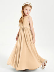 Elegant Sleeveless Junior Bridesmaid Dresses Peach