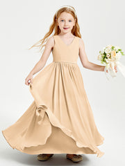 Elegant Sleeveless Junior Bridesmaid Dresses Peach