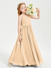 Elegant Sleeveless Junior Bridesmaid Dresses Peach