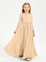 Elegant Sleeveless Junior Bridesmaid Dresses Peach