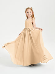 Elegant Sleeveless Junior Bridesmaid Dresses Peach