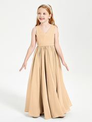 Elegant Sleeveless Junior Bridesmaid Dresses Peach