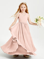 Elegant Sleeveless Junior Bridesmaid Dresses Pearl Pink