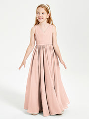 Elegant Sleeveless Junior Bridesmaid Dresses Pearl Pink