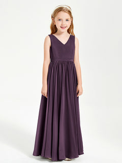 Elegant Sleeveless Junior Bridesmaid Dresses Plum