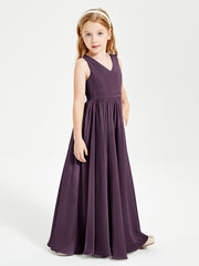 Elegant Sleeveless Junior Bridesmaid Dresses Plum