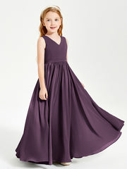 Elegant Sleeveless Junior Bridesmaid Dresses Plum