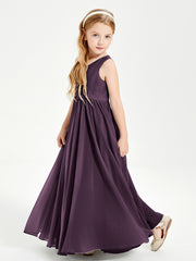 Elegant Sleeveless Junior Bridesmaid Dresses Plum