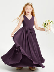 Elegant Sleeveless Junior Bridesmaid Dresses Plum