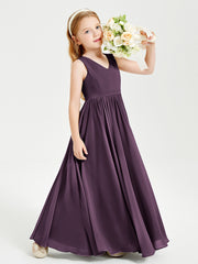 Elegant Sleeveless Junior Bridesmaid Dresses Plum
