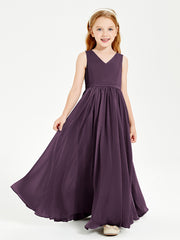 Elegant Sleeveless Junior Bridesmaid Dresses Plum