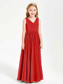 Elegant Sleeveless Junior Bridesmaid Dresses Red