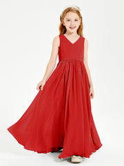 Elegant Sleeveless Junior Bridesmaid Dresses Red