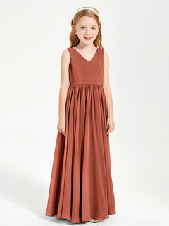 Elegant Sleeveless Junior Bridesmaid Dresses Rust