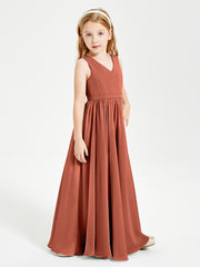 Elegant Sleeveless Junior Bridesmaid Dresses Rust