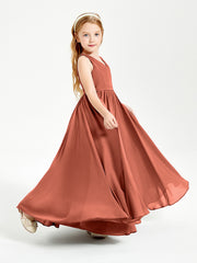 Elegant Sleeveless Junior Bridesmaid Dresses Rust
