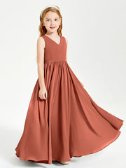 Elegant Sleeveless Junior Bridesmaid Dresses Rust