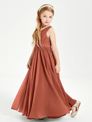 Elegant Sleeveless Junior Bridesmaid Dresses Rust