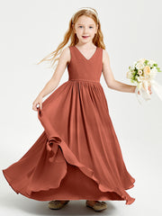 Elegant Sleeveless Junior Bridesmaid Dresses Rust