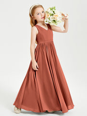 Elegant Sleeveless Junior Bridesmaid Dresses Rust