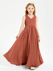 Elegant Sleeveless Junior Bridesmaid Dresses Rust