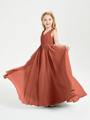 Elegant Sleeveless Junior Bridesmaid Dresses Rust