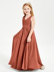 Elegant Sleeveless Junior Bridesmaid Dresses Rust