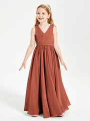 Elegant Sleeveless Junior Bridesmaid Dresses Rust