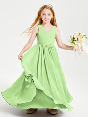 Elegant Sleeveless Junior Bridesmaid Dresses Sage