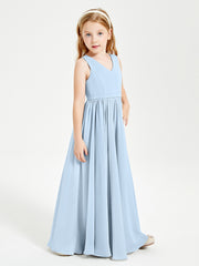 Elegant Sleeveless Junior Bridesmaid Dresses Sky Blue