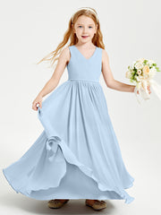 Elegant Sleeveless Junior Bridesmaid Dresses Sky Blue