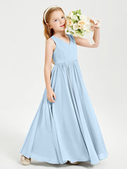 Elegant Sleeveless Junior Bridesmaid Dresses Sky Blue