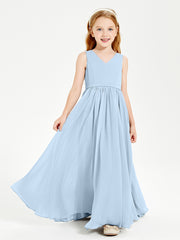 Elegant Sleeveless Junior Bridesmaid Dresses Sky Blue