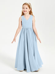 Elegant Sleeveless Junior Bridesmaid Dresses Sky Blue