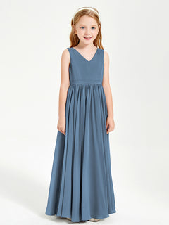 Elegant Sleeveless Junior Bridesmaid Dresses Slate Blue