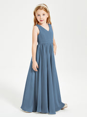 Elegant Sleeveless Junior Bridesmaid Dresses Slate Blue
