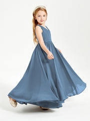 Elegant Sleeveless Junior Bridesmaid Dresses Slate Blue