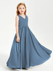 Elegant Sleeveless Junior Bridesmaid Dresses Slate Blue
