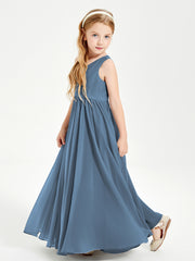 Elegant Sleeveless Junior Bridesmaid Dresses Slate Blue