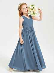 Elegant Sleeveless Junior Bridesmaid Dresses Slate Blue