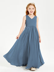 Elegant Sleeveless Junior Bridesmaid Dresses Slate Blue