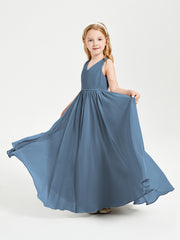 Elegant Sleeveless Junior Bridesmaid Dresses Slate Blue