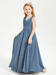 Elegant Sleeveless Junior Bridesmaid Dresses Slate Blue