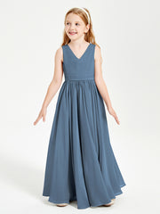 Elegant Sleeveless Junior Bridesmaid Dresses Slate Blue