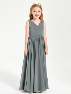 Elegant Sleeveless Junior Bridesmaid Dresses Steel Grey