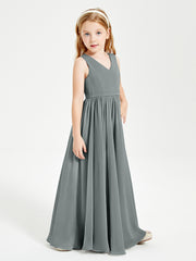 Elegant Sleeveless Junior Bridesmaid Dresses Steel Grey